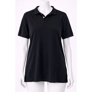 George Mens Short Sleeve Polo Shirt Black Pique Knit L 42-44 00169